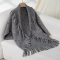 new stylish slight stretch knit contrast color geometric tassel cardigan_Gray