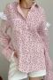 new non-stretch cotton patchwork lace leopard batch printing long sleeve blouse_Pink