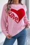 new slight stretch patchwork acrylic character heart knit long sleeve sweater_Black_White_Pink