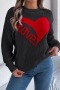 new slight stretch patchwork acrylic character heart knit long sleeve sweater_Black