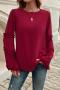 casual non-stretch tatting 4 colors bell-sleeve all-match blouse_Black_Light Pink_Rose Red