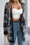 casual christmas slight stretch acrylic contrast color knit long sleeve cardigan_Black