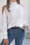casual slight stretch 5-color acrylic knit cable & diamond long sleeve sweater_White