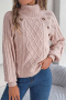 new plus-size 5-color slight stretch acrylic knit cable diamond buttons sweater_White_Gray_Light Pink