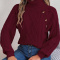 new plus-size 5-color slight stretch acrylic knit cable diamond buttons sweater_White_Gray_Light Pink_Rose Red