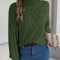 new plus-size 5-color slight stretch acrylic knit cable diamond buttons sweater_White_Gray_Light Pink_Rose Red_Dark Green
