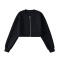 stylish casual light stretch zip-up simple baseball crop jacket size run small_Black