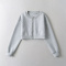 stylish casual light stretch zip-up simple baseball crop jacket size run small_Black_White_Gray