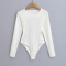 sexy stylish pure color high stretch back hollow slim bodysuit size run small_Black_White