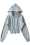 stylish pure color slight stretch zip-up hooded casual jacket size run small_Black_Gray