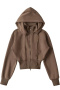 stylish pure color slight stretch zip-up hooded casual jacket size run small_Black_Gray_Dark Gray_Pink_Beige_Brown