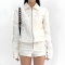 stylish casual non-stretch solid color patchwork rivet all-match jacket_Black_White