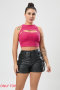 exquisite slight stretch solid color hollow crop vest(only top)_Black_White_Gray_Red_Magenta