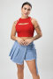 exquisite slight stretch solid color hollow crop vest(only top)_Black_White_Gray_Red