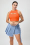 exquisite slight stretch solid color hollow crop vest(only top)_Black_White_Gray_Red_Magenta_Orange