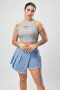 exquisite slight stretch solid color hollow crop vest(only top)_Black_White_Gray