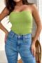 new casual high stretch knit covering yarn 5-color bandeau tops_Black_White_Pink_Light Green