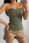 new casual high stretch knit covering yarn 5-color bandeau tops_Black_White_Pink_Light Green_Dark Green