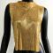sexy solid color 3 colors slit chain metal sequins music festival crop vest_Black_Gold