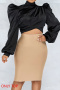 s-2xl casual non stretch cure color puff sleeves crop blouse_Black