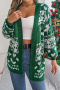 christmas stylish slight stretch loose with pocket knitted cardigan_White_Red_Green