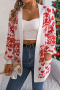 christmas stylish slight stretch loose with pocket knitted cardigan_White