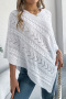 stylish slight stretch solid color knitted loose cape_White