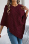 stylish slight stretch solid color knitted loose cape_White_Rose Red