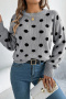 stylish slight stretch 3 colors polka dots knitted sweater_Gray