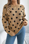 stylish slight stretch 3 colors polka dots knitted sweater_Gray_Rose Red_Khaki 
