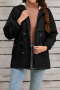 new stylish slight stretch patchwork plush long sleeve warm hooded jacket_Black