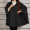 new casual slight stretch 3-color wool-like fabric cloak coats_Black