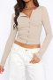 casual stretch 6 colors single-breasted long sleeve slim knit top_Black_White_Dark Gray_Rose Red_Beige