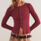 casual stretch solid single-breasted ribbed knit crew neck slim top_Black_White_Pink_Rose Red