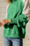 casual stretch half high collar contrasting loose long sleeve sweatshirt_Black_Rose Red_Orange_Green