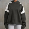 casual stretch contrasting hooded simple loose sweatshirt_Black_White_Gray_Dark Gray