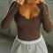 casual stretch simple square neck solid color long sleeve knit t-shirt_Black_White_Gray_Dark Gray_Beige_Brown