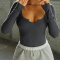 casual stretch simple square neck solid color long sleeve knit t-shirt_Black_White_Gray_Dark Gray