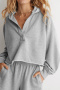 casual stretch hooded solid color loose simple sweatshirts_Black_White_Gray