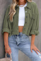 casual slight stretch 6 colors lapel single-breasted pocket cropped outwear_Black_White_Light Green_Dark Green