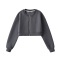 casual slight stretch solid color crew neck zip-up jacket(size run small)_Black_White_Gray_Dark Gray