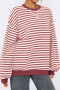 casual stretch contrasting stripe loose long sleeve crew neck sweatshirt_Black_Red_Orange_Purple_Reddish Brown