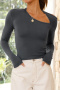 casual stretch slim solid hollow long sleeve stylish cropped t-shirt_Black_White_Dark Gray