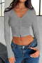 casual stretch single-breasted ribbed long sleeve solid slim cropped tops_Black_White_Gray