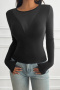 solid color stitching mesh stretch stylish autumn casual slim top_Black