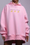 casual non-stretch hooded letter printing sweatshirts_Black_White_Pink