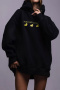 casual non-stretch hooded letter printing sweatshirts_Black