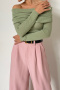 casual slight stretch off shoulder solid color sweaters_Black_Green