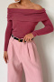 casual slight stretch off shoulder solid color sweaters_Black_Green_Beige_Khaki _Red Bean Paste