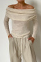casual slight stretch off shoulder solid color sweaters_Black_Green_Beige_Khaki 